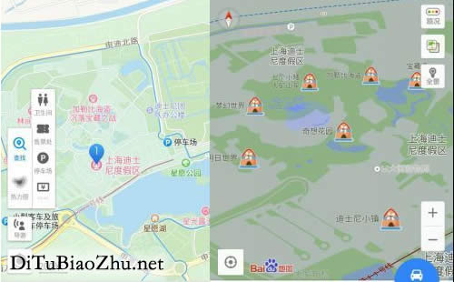 上海迪士尼樂園高德百度地圖標(biāo)注樂園游玩大比拼！